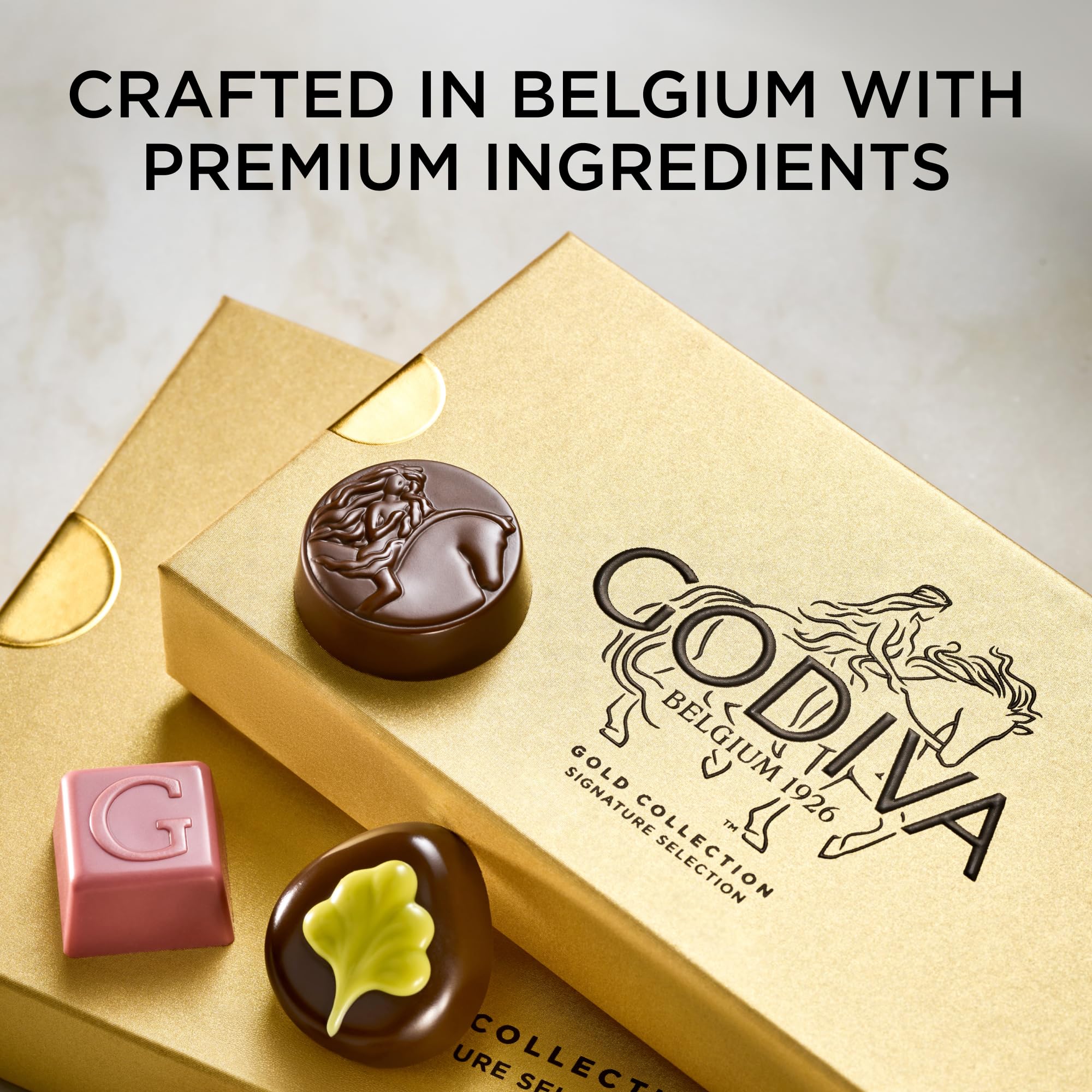 Cross-section of Godiva ganache showing smooth filling and rich layers