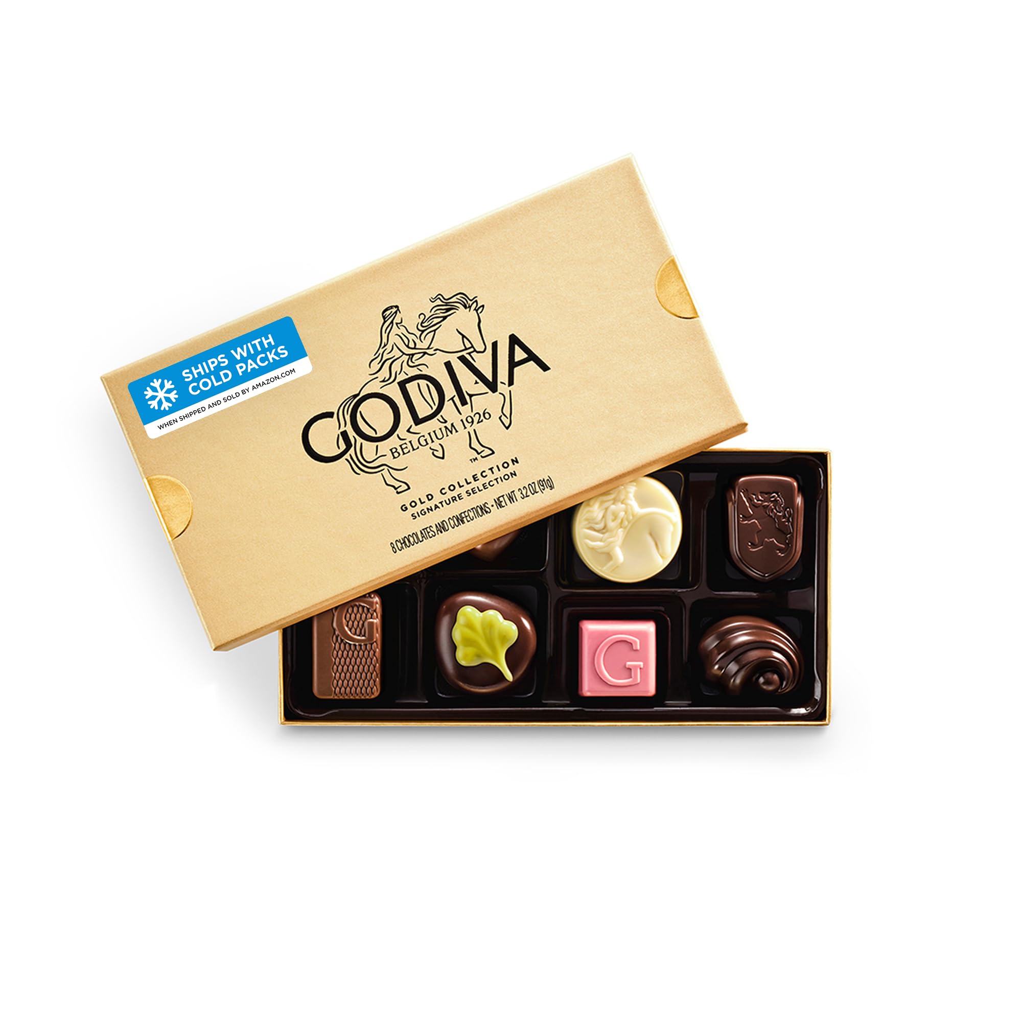 Godiva gold box front view showing elegant packaging and gifting appeal
