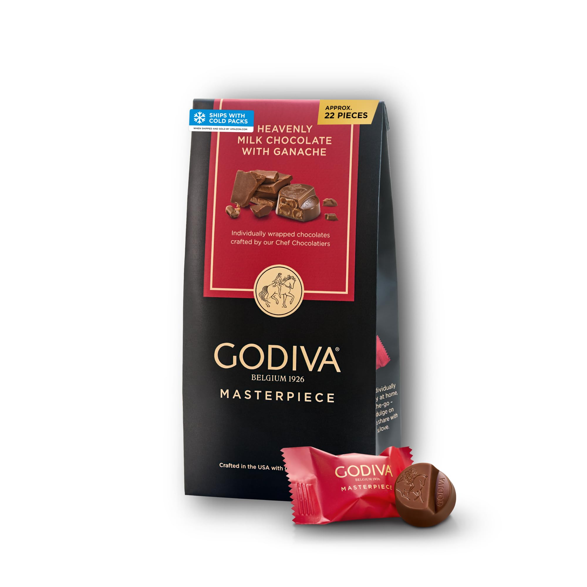 Godiva front packaging showing elegant bag and gifting appeal