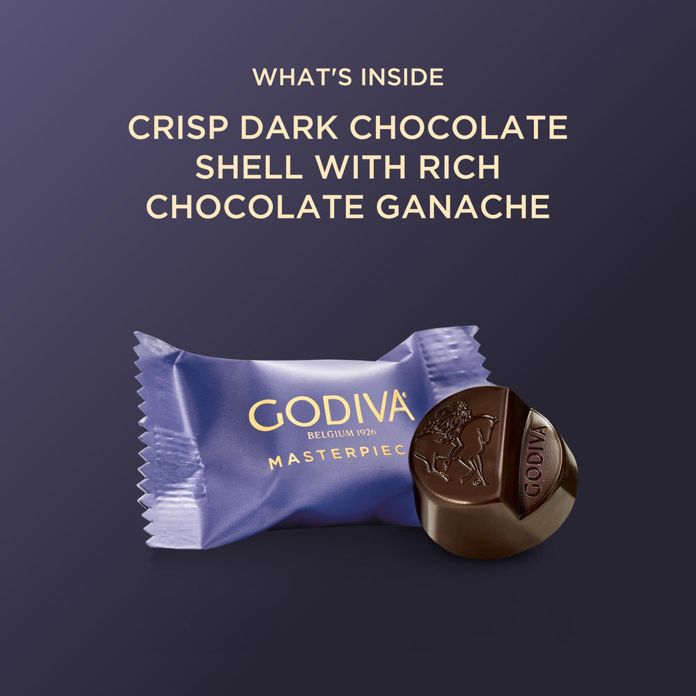 Open Godiva Masterpiece bag with multiple wrapped chocolates ready to share and serve