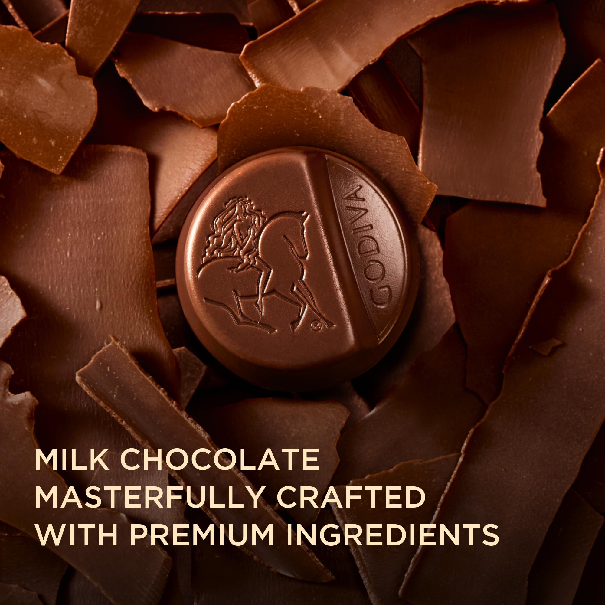 Godiva piece in hand illustrating scale and portion control benefit