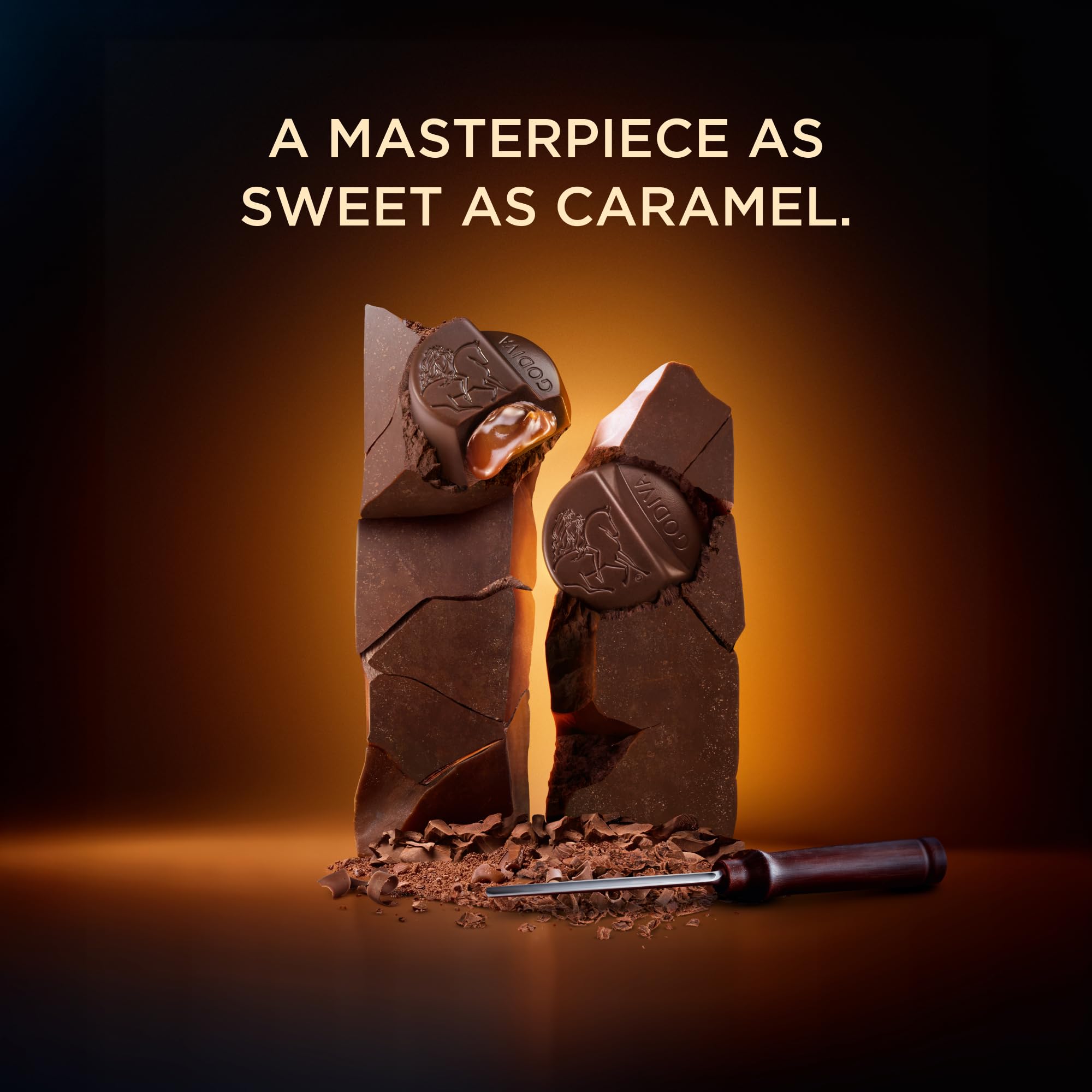 Godiva embossed gold foil detail highlighting luxurious presentation