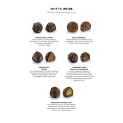 Godiva top view of assorted truffles showing variety and tasting options