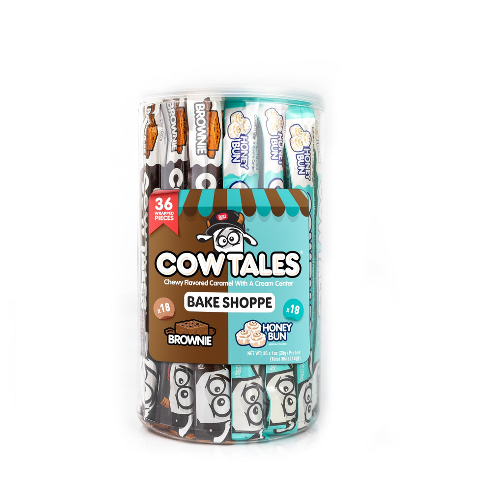 Goetze's canister front view showing label and resealable lid, convenient storage benefit