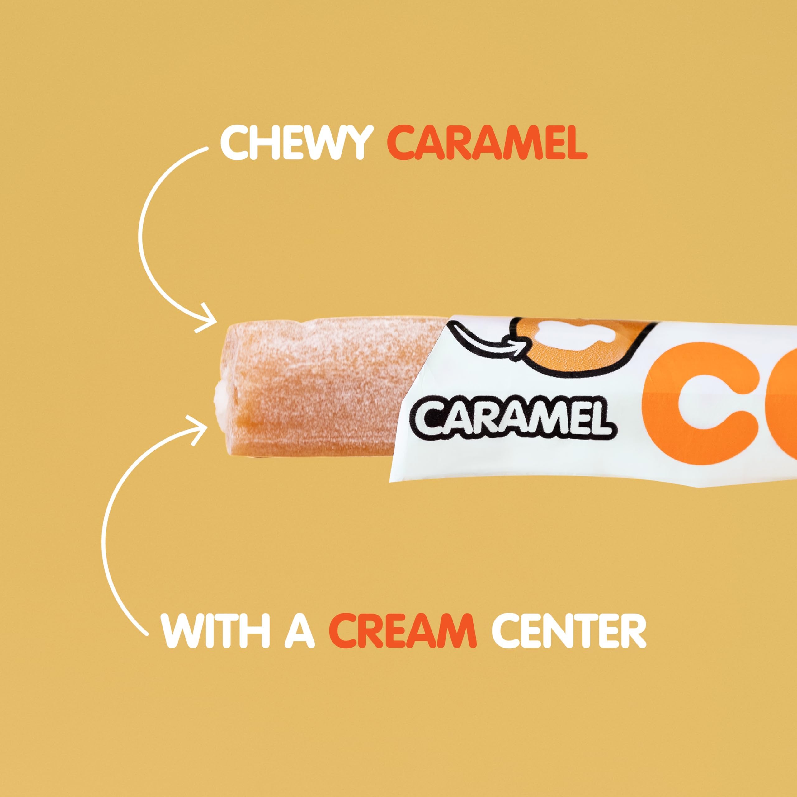 Goetze's cross-section close-up showing caramel and cream center for rich texture contrast