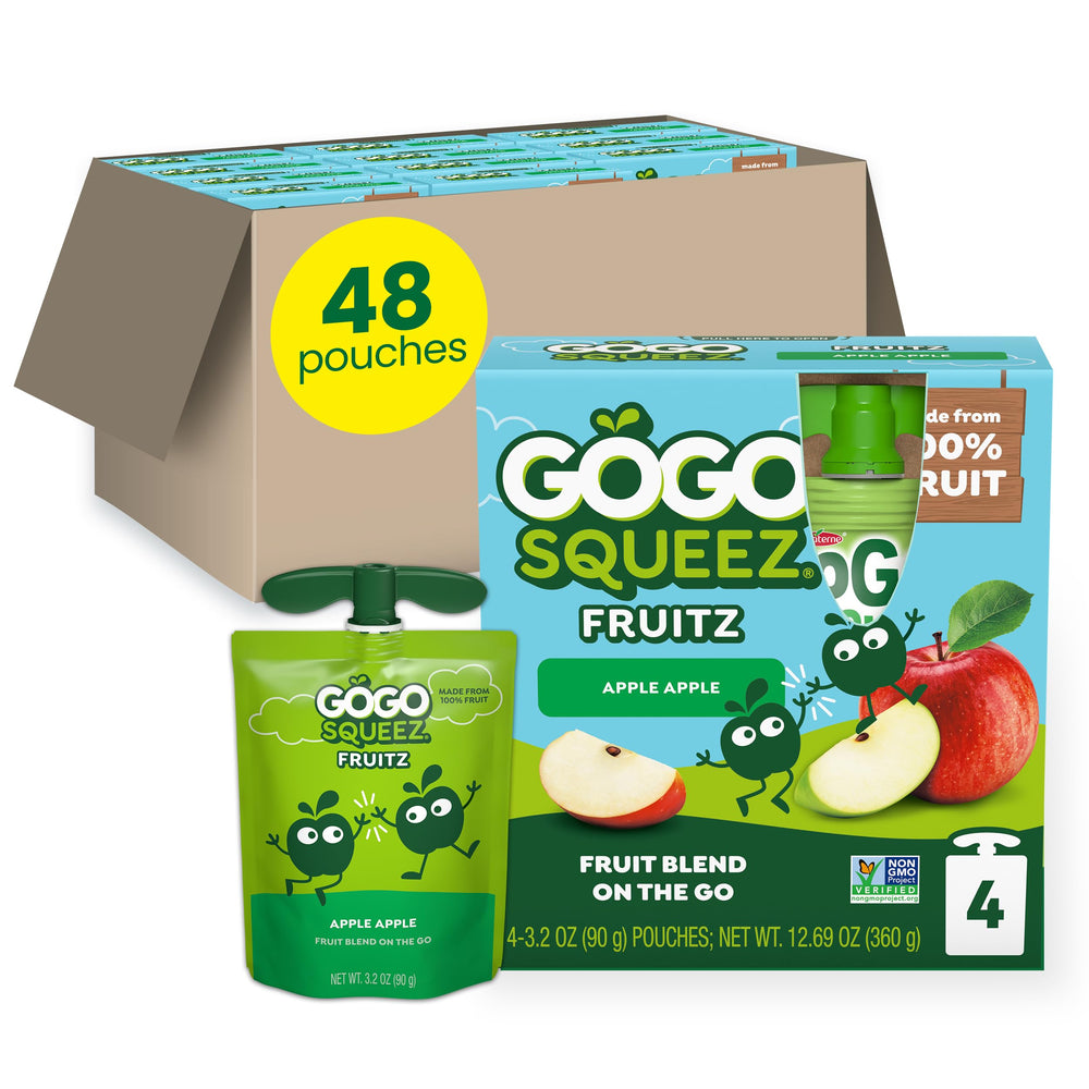GoGo squeeZ front packaging 48 count showing convenient bulk supply