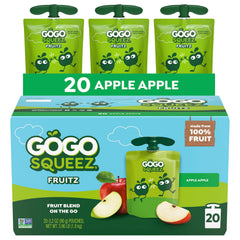GoGo SqueeZ front packaging showing apple pouch and benefits