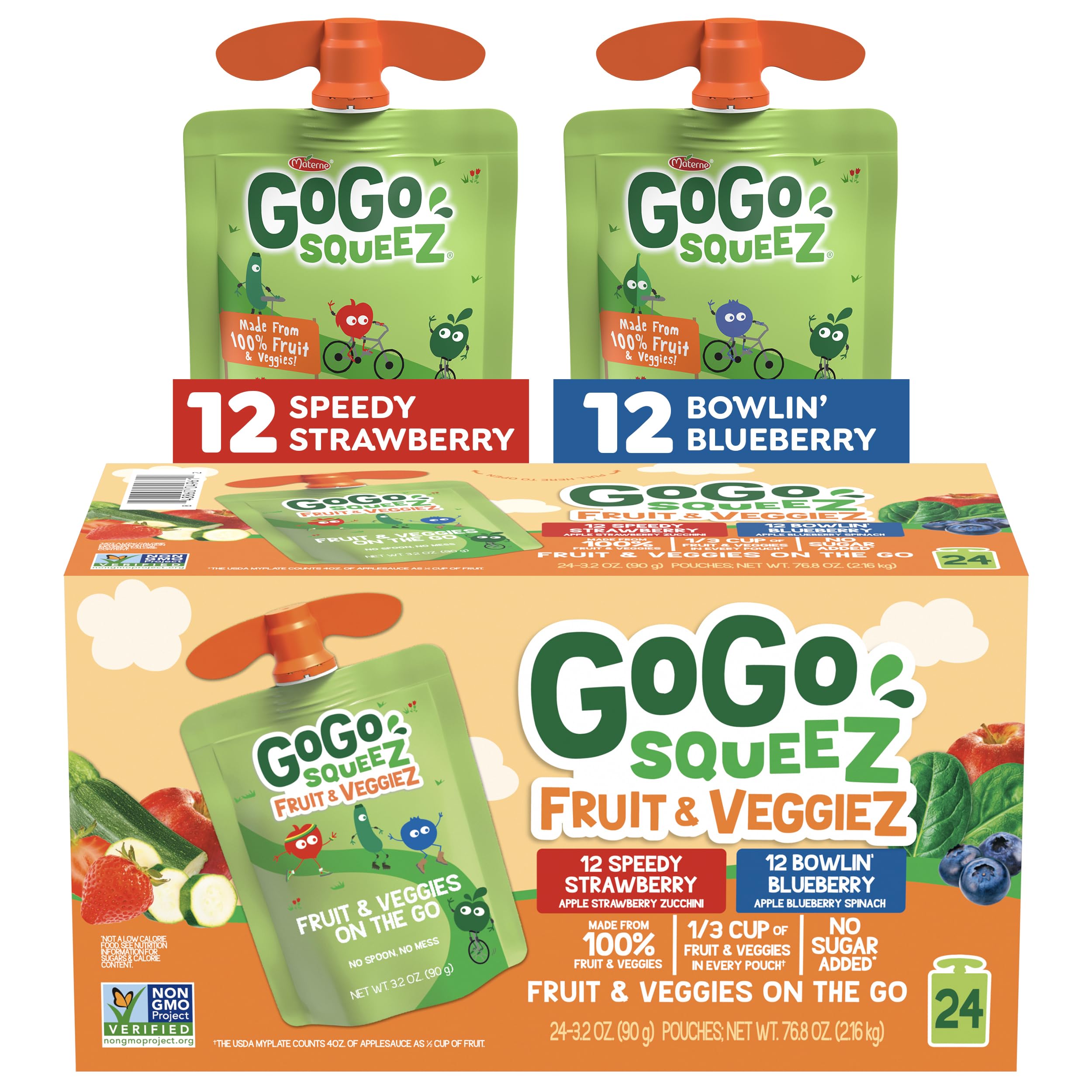 GoGo squeeZ front packaging showing 24-count variety pack and convenience
