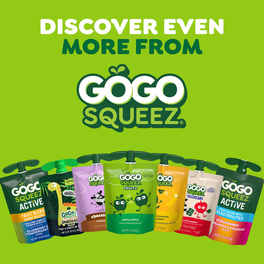 GoGo squeeZ open pouch being squeezed into a bowl showing easy-serving benefit