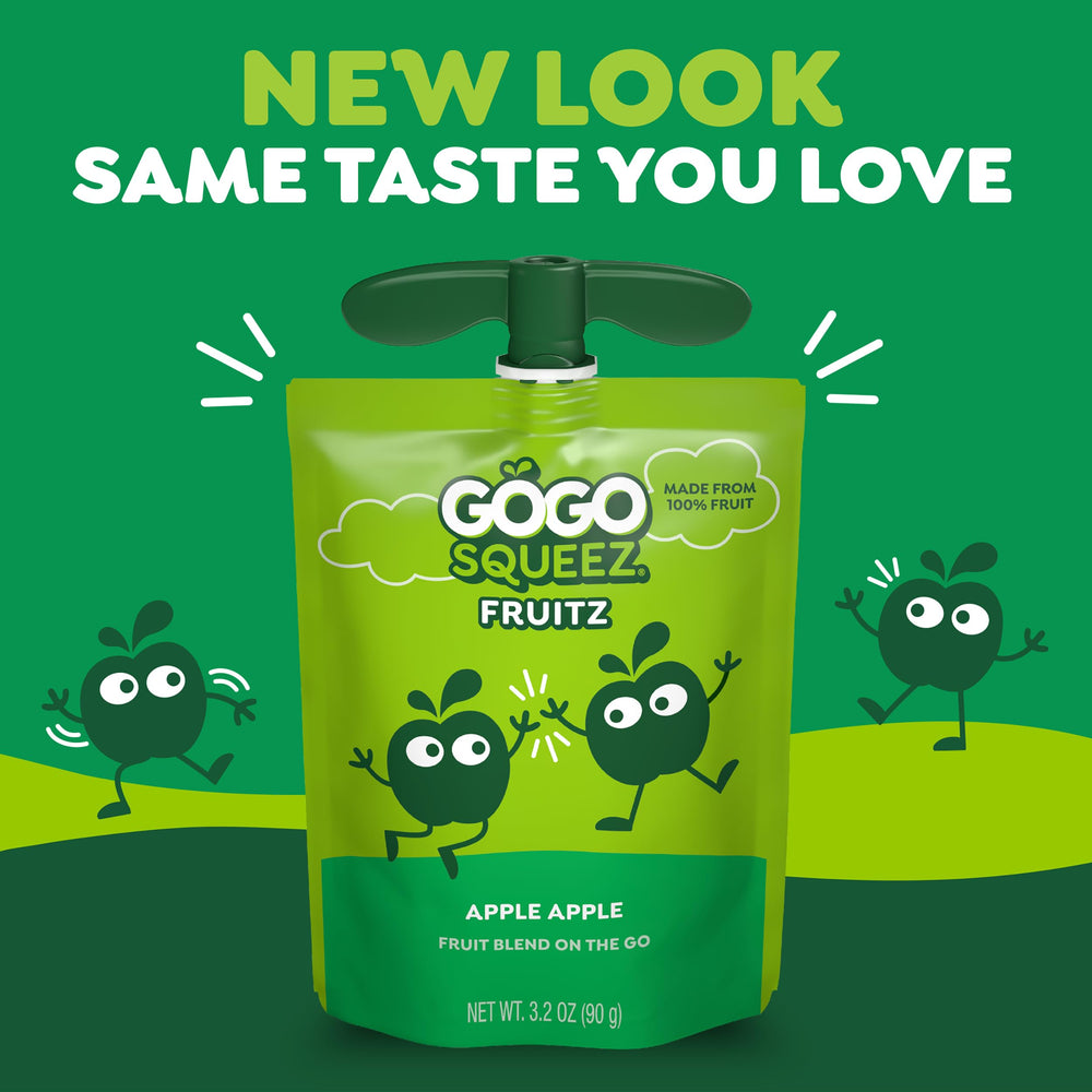 GoGo squeeZ pouch close-up texture highlighting smooth apple puree
