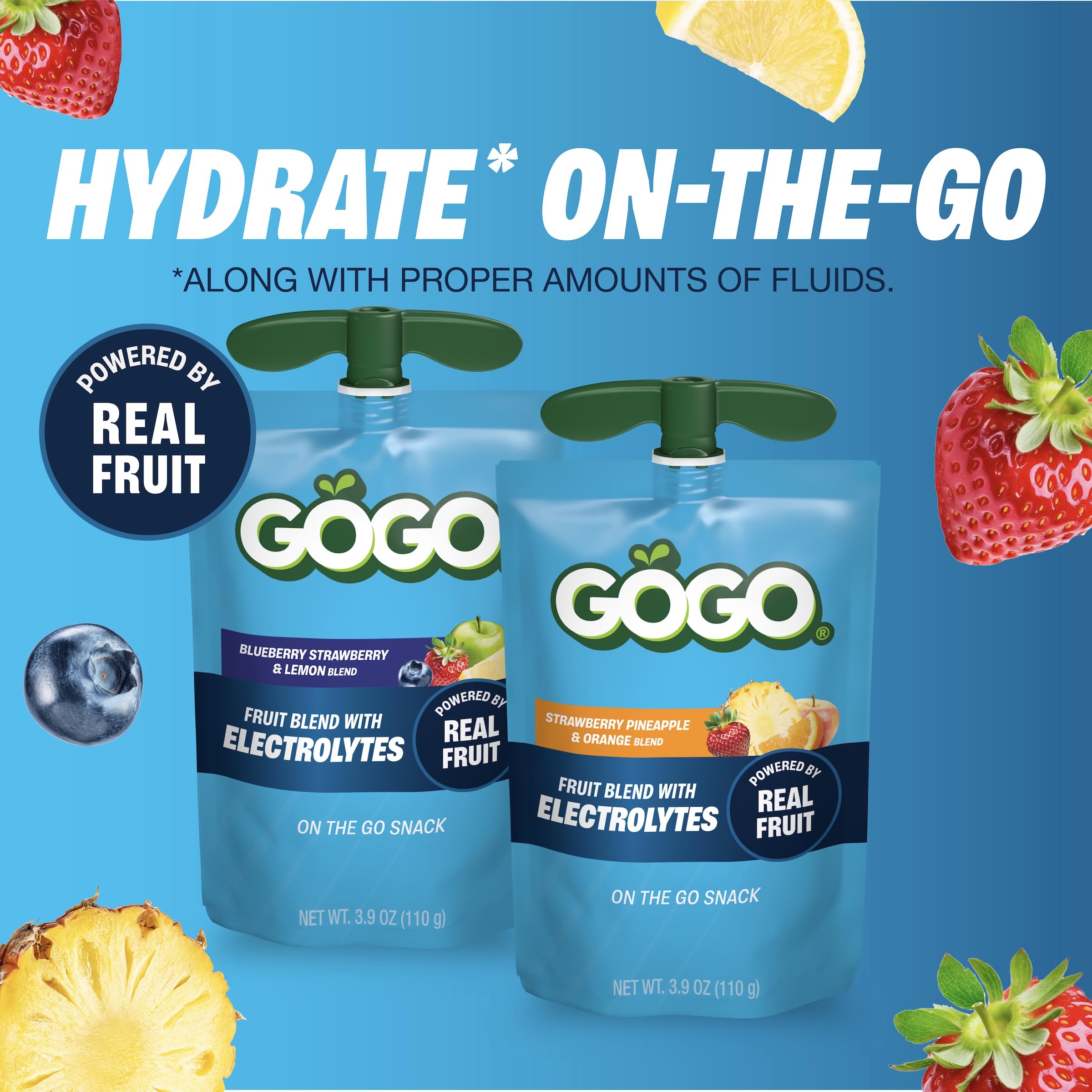 GoGo SqueeZ fruit puree on spoon highlighting smooth texture and easy eating