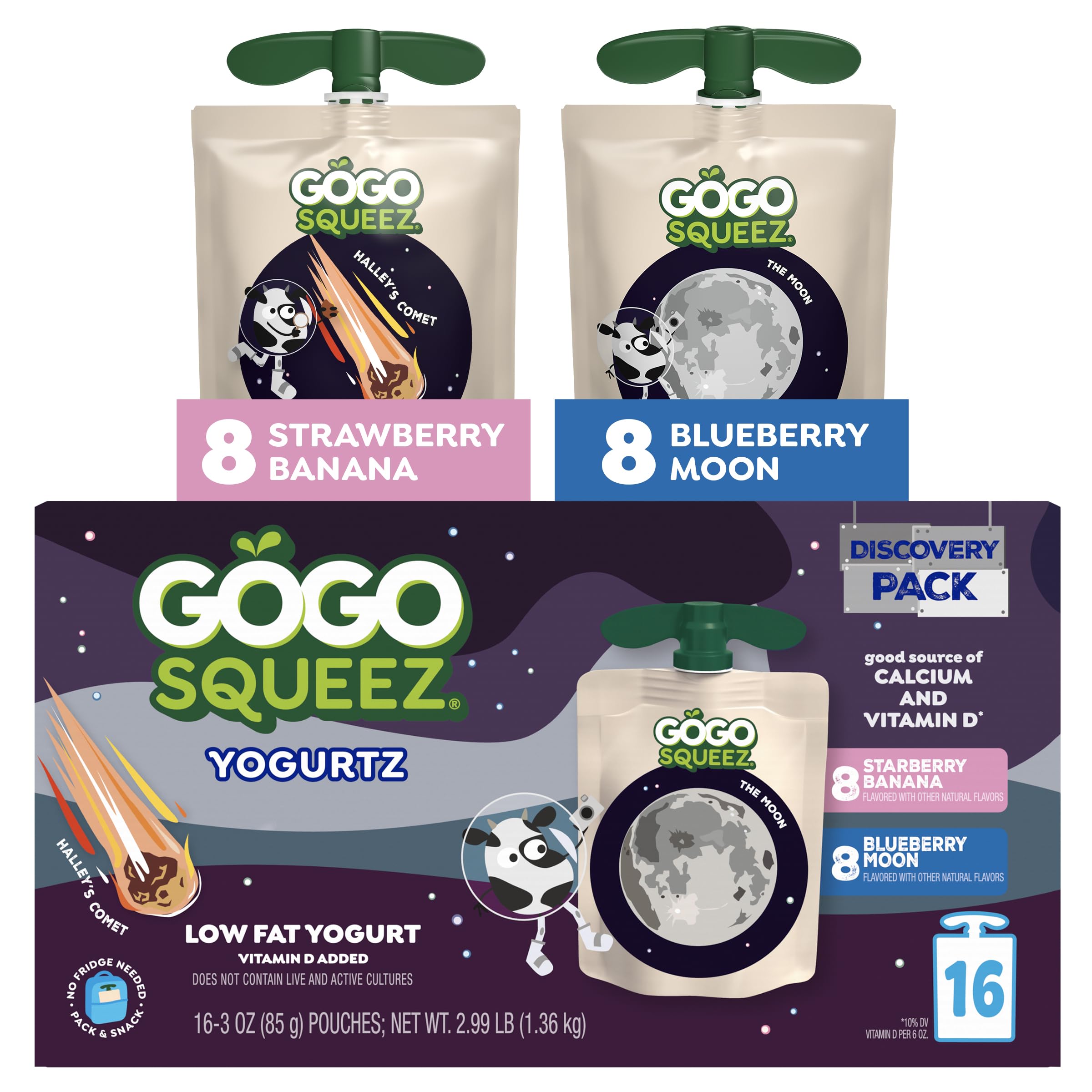 GoGo SqueeZ front packaging showing variety pack and space-themed design for easy recognition