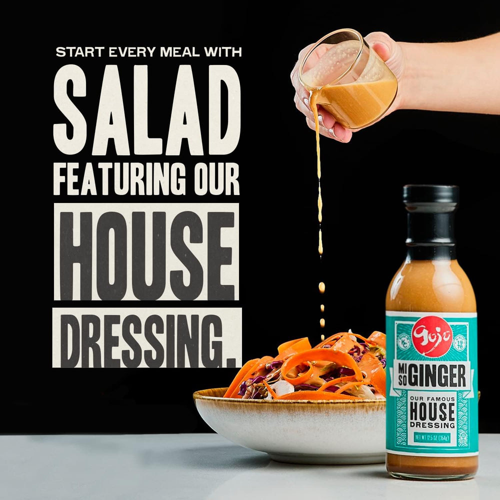 Close-up of Gojo bottle texture highlighting pourable vinaigrette benefit