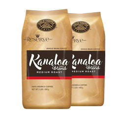 GOLD COFFEE COMPANY front packaging showing two 2lb Kanaloa bags, premium freshness