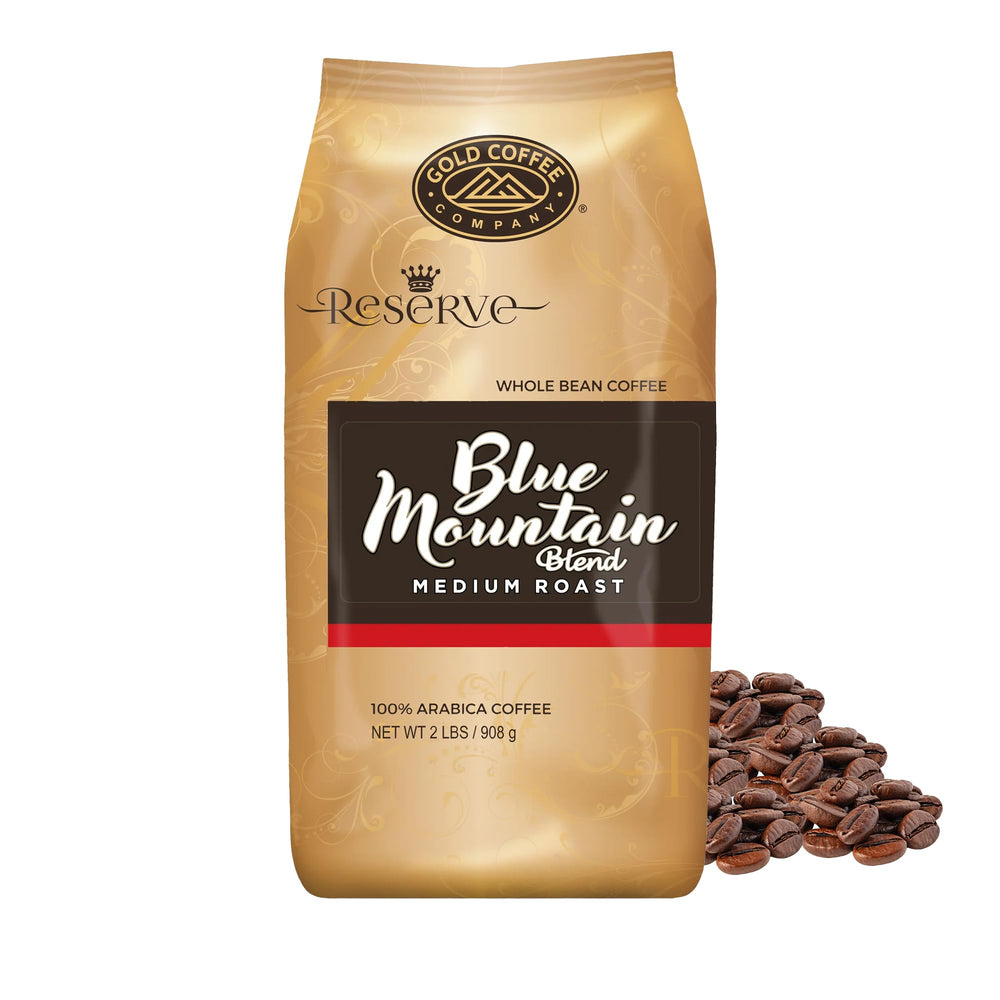 Gold Coffee Company front packaging showing brand and 2 lb bag, highlights freshness