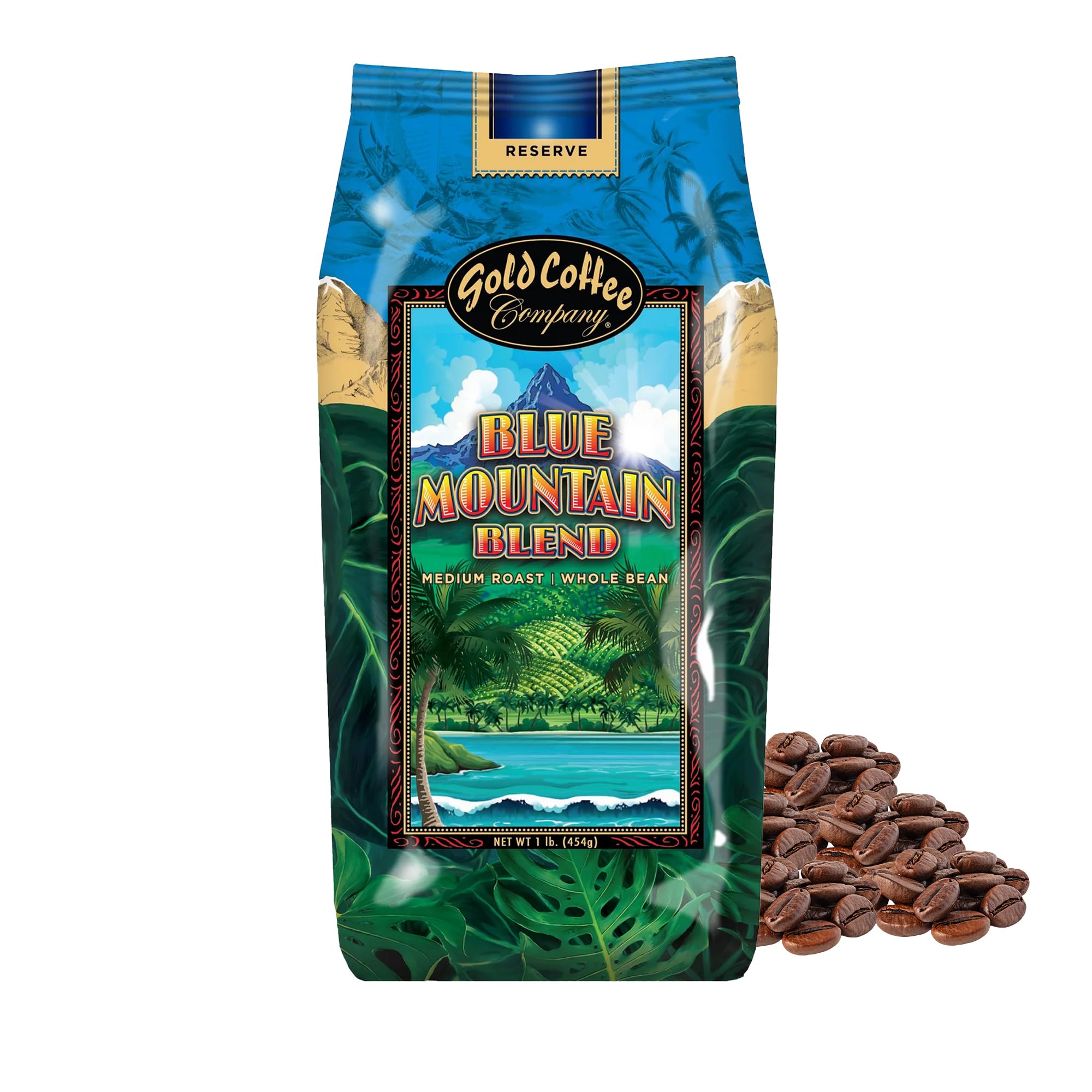 Gold Coffee Company front packaging showing 1 lb bag and freshness valve benefits