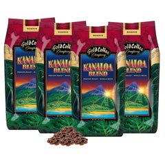Gold Coffee Company Kanaloa Blend front bag view showing branding and pack benefit