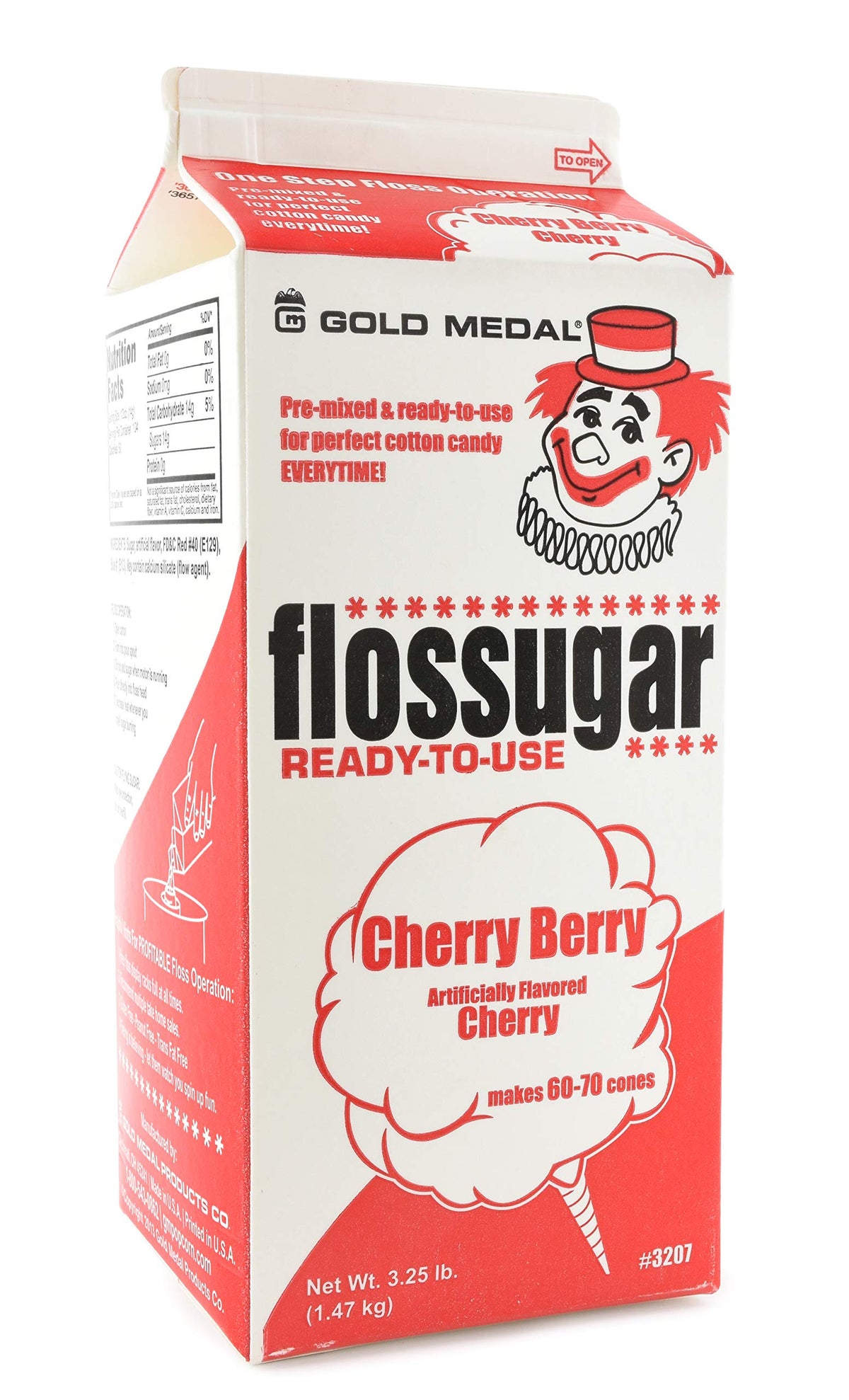 Gold Medal Flossugar cherry front packaging showing label and convenience
