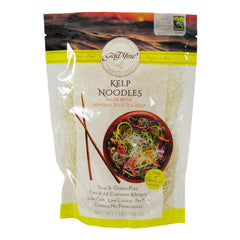 Gold Mine front packaging showing 16 ounce kelp noodle bag and branding benefits