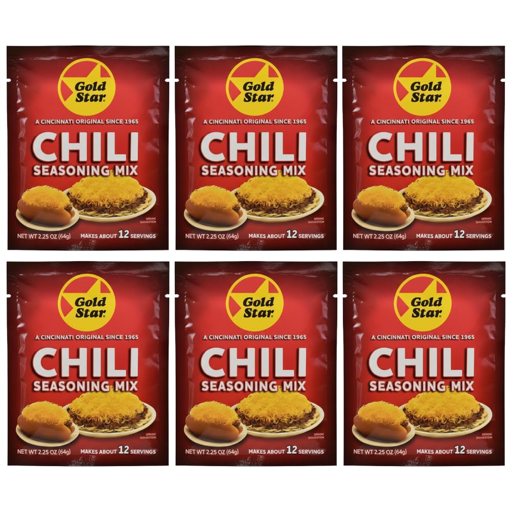 Gold Star Chili front packaging showing branding and 6-pack convenience