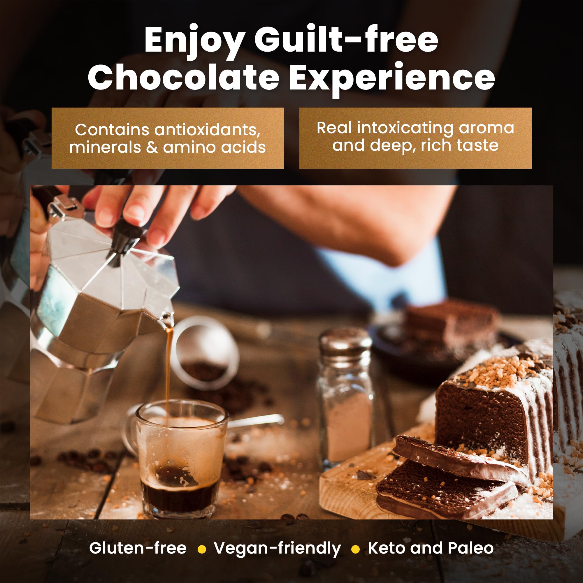 GoldCoast scooped cocoa in bowl ready to mix benefiting recipe consistency