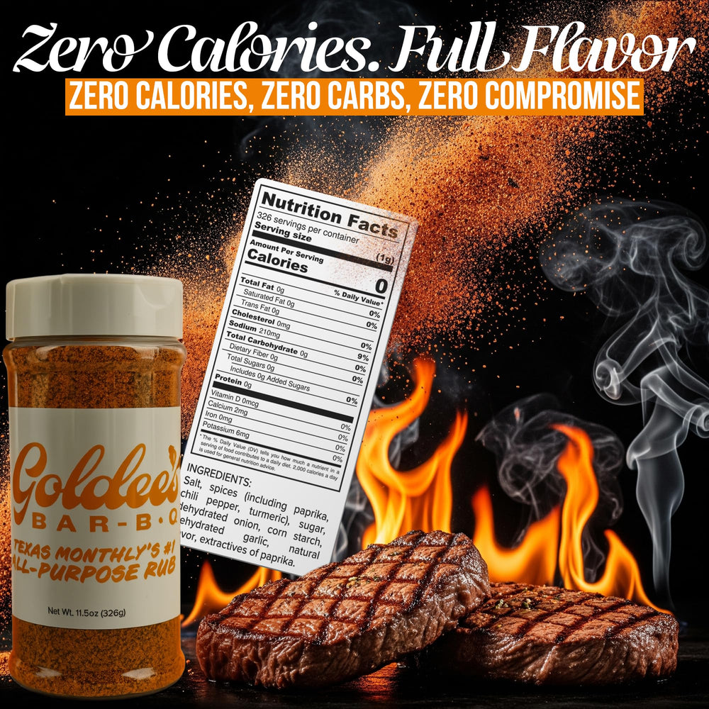Goldee's Bar-B-Q seasoned steak in skillet demonstrating rich crust and improved flavor