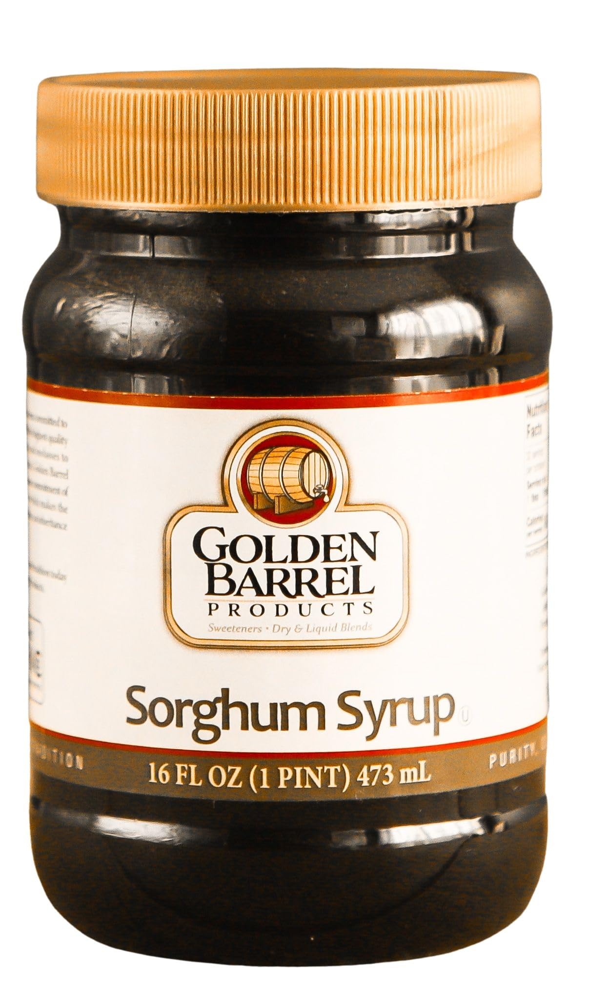 Golden Barrel front jar view showing label and natural sweetener benefits