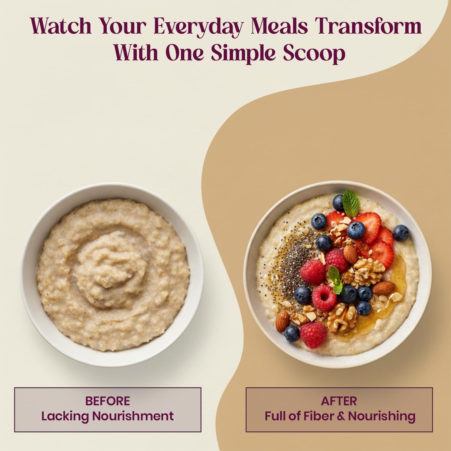 Smoothie bowl topped with Golden chia seeds adding texture and visual appeal