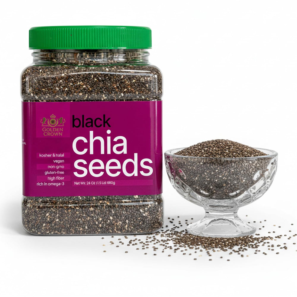 Pantry shelf with Golden chia jar for organized storage and easy daily use