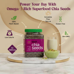 Golden chia seeds forming gel after soaking to thicken puddings and drinks