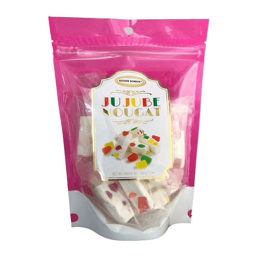 Golden Bonbon front packaging showing brand and colorful nougat benefit visual appeal
