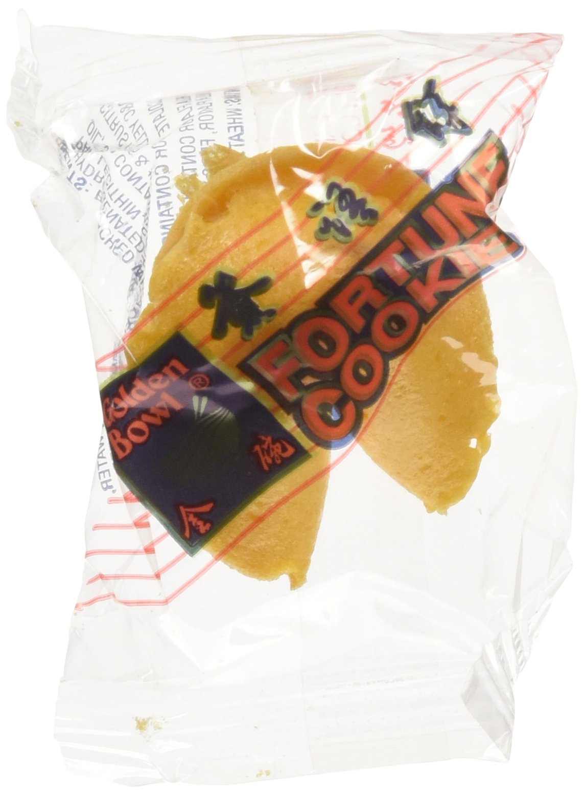 Golden Bowl front packaging showing 100 individually wrapped cookies with clear visibility and clean presentation
