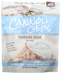 GOLDEN CANNOLI front packaging showing powdered sugar chips and serving suggestion