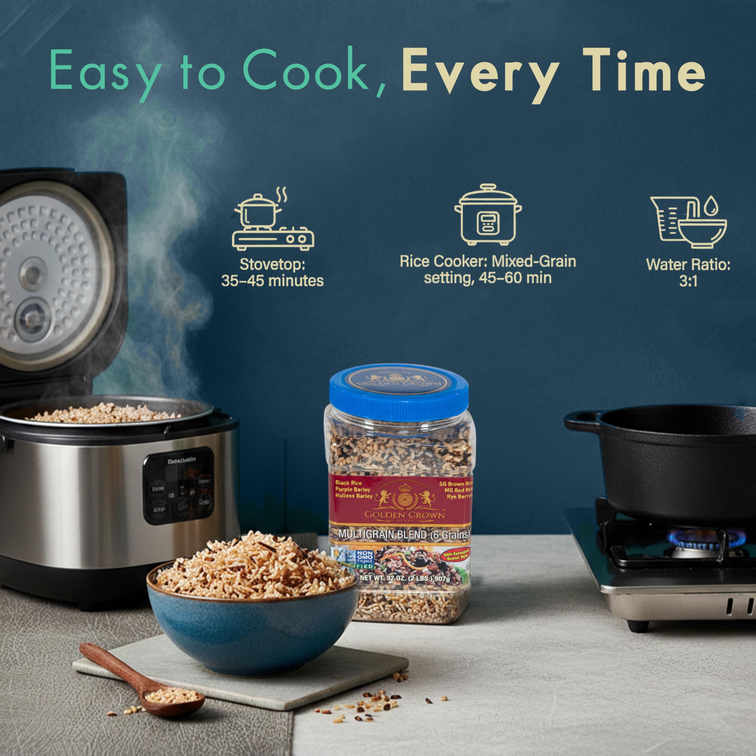 Golden brand plated grain bowl in kitchen setting, meal-prep inspiration