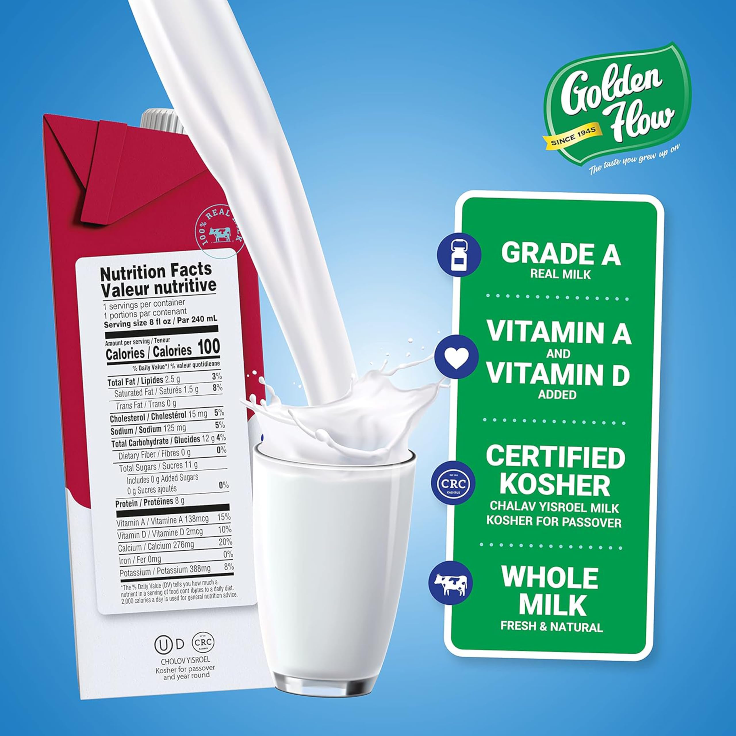 Golden Flow side label with nutrition facts and ingredients