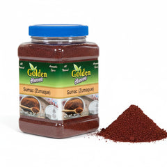 Golden brand front packaging of sumac 2 lb showing vibrant red color and clean label benefit freshness