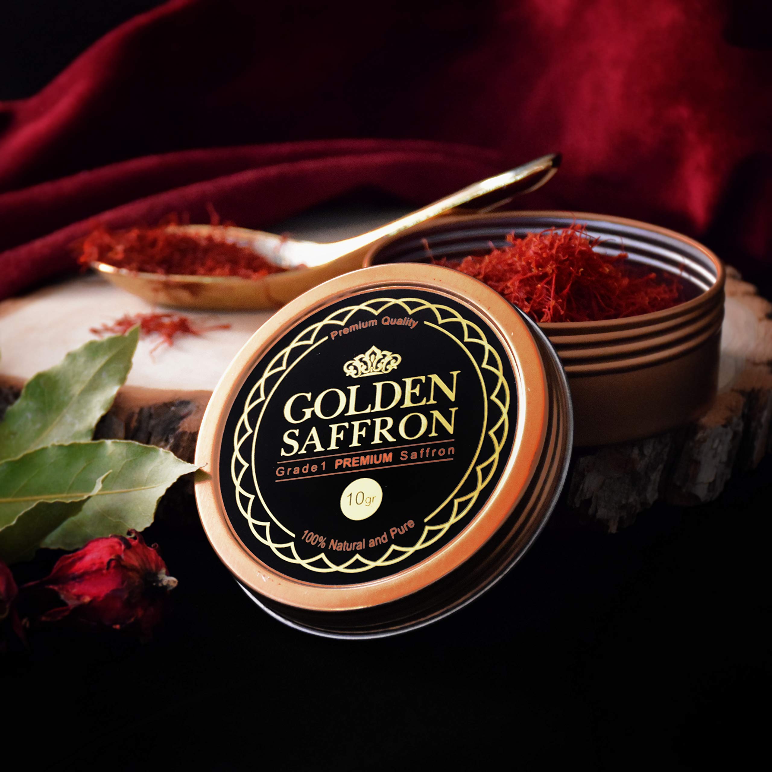 Golden Saffron threads steeping in warm cup to release color and aroma