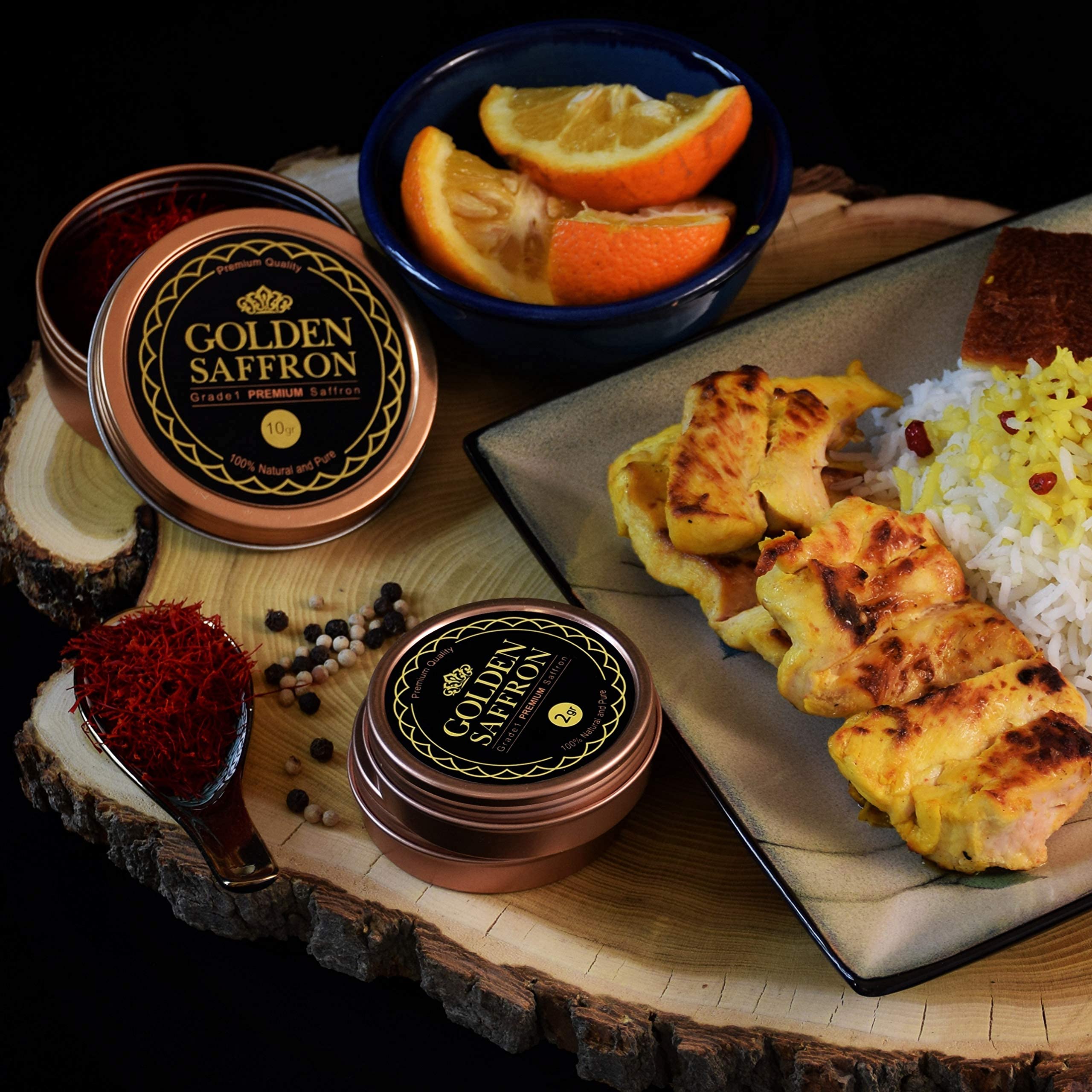 Small scale with 2.0g Golden Saffron tin to show compact quantity and value