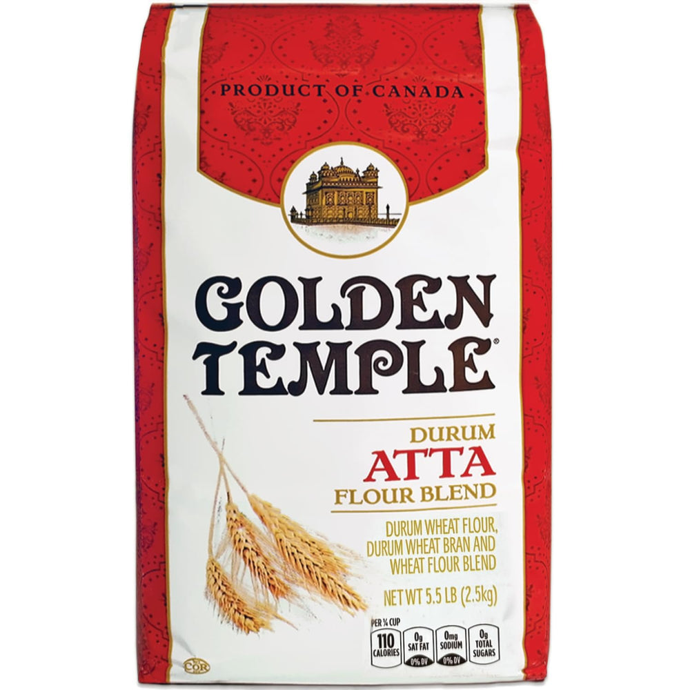Golden Temple front packaging showing 5.5 lb bag and clear label benefits