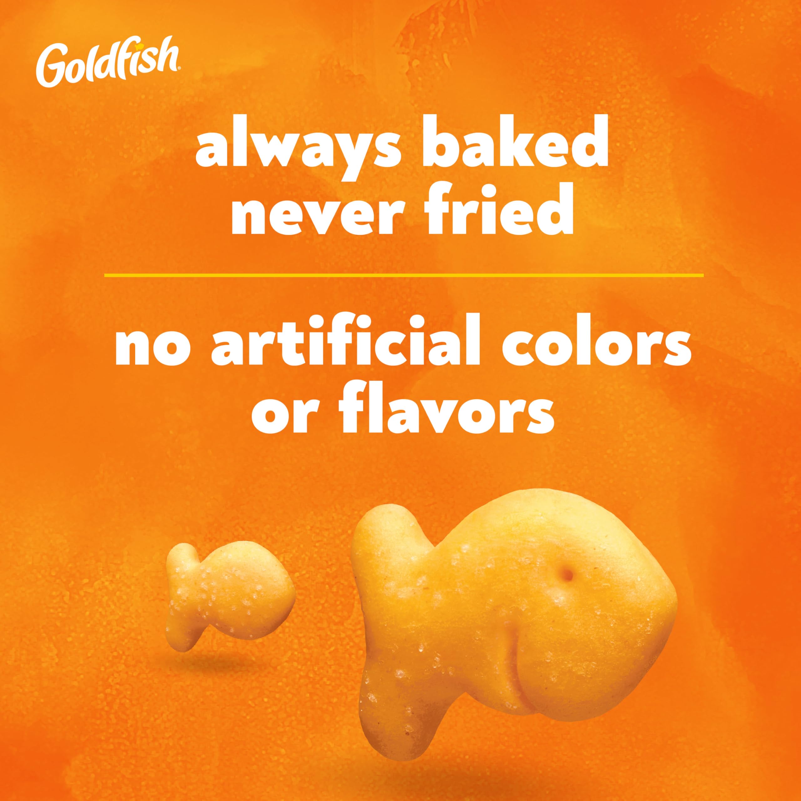 stacked Goldfish multipack showing 30-count supply and storage benefit