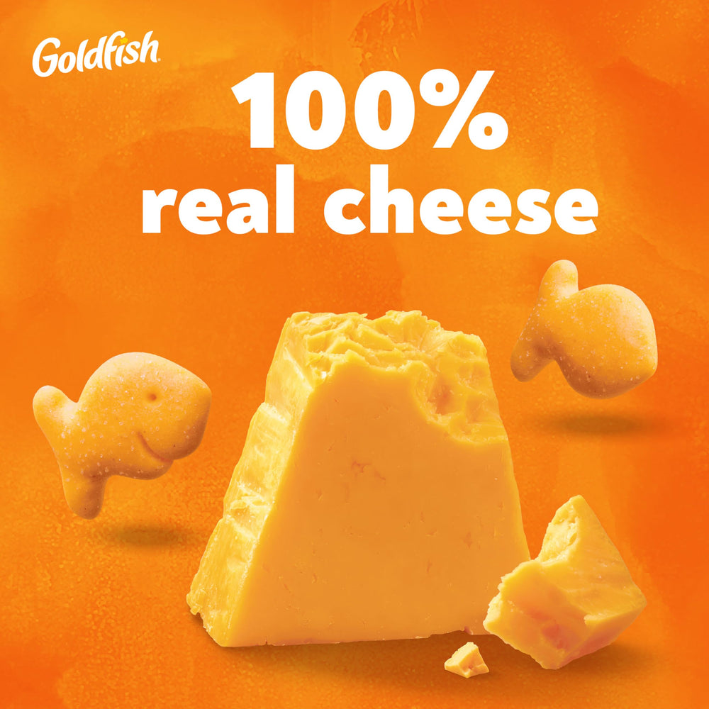 hand holding Goldfish snack pack to show 1.5 oz portion control benefit