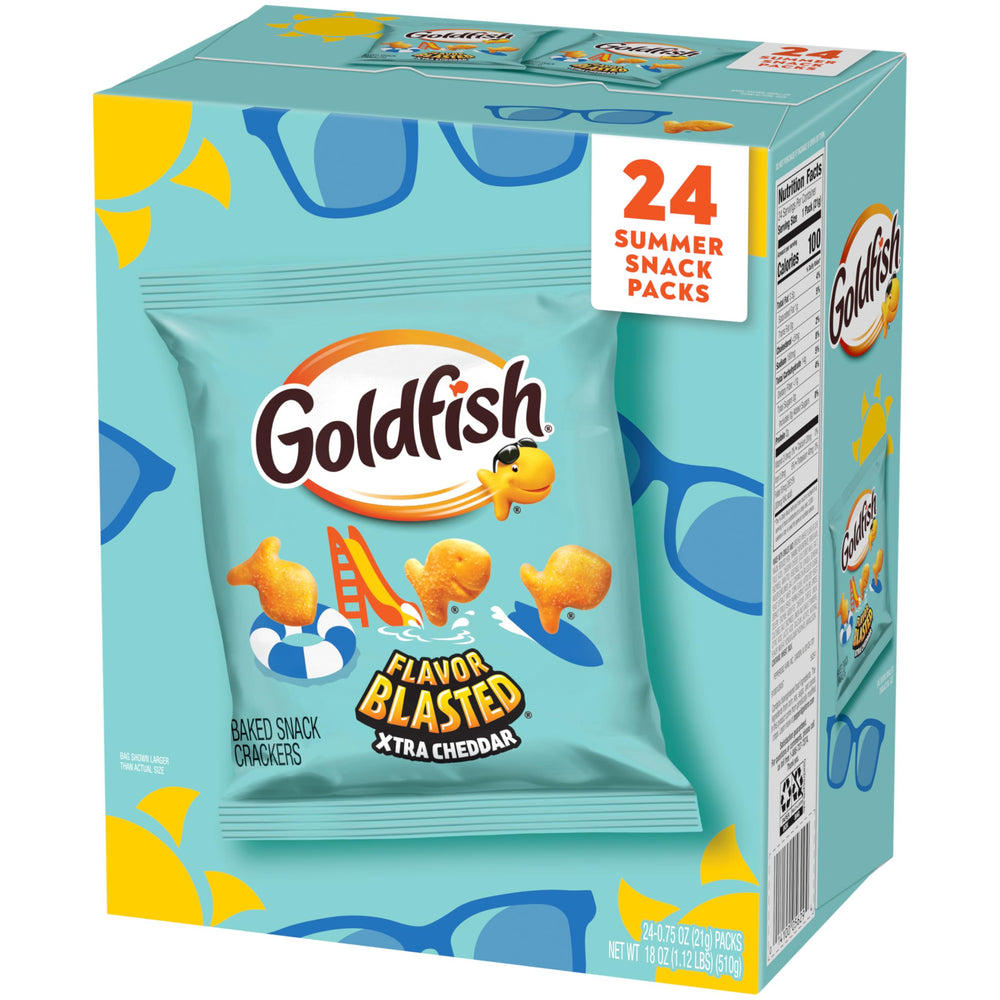 Goldfish served on a picnic table showing shareable summer snack enjoyment