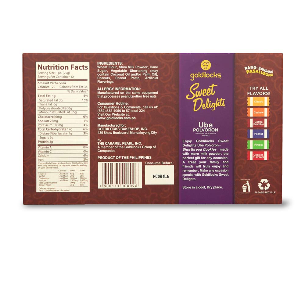 Goldilocks close-up of ube polvoron crumbly texture highlighting melt-in-mouth quality