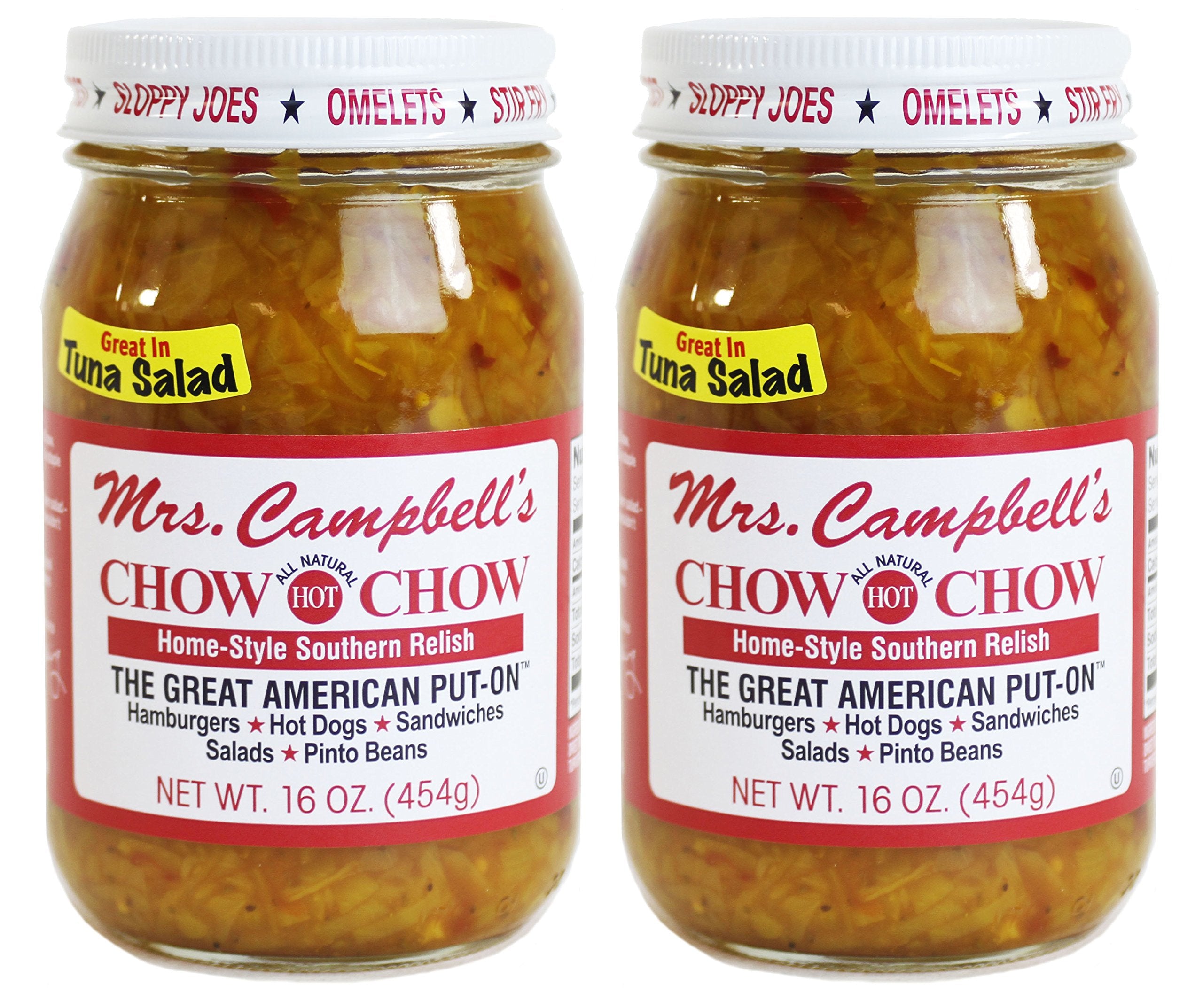 GOLDING FARMS Mrs. Campbell's front packaging showing two 16 oz glass jars, ready to use