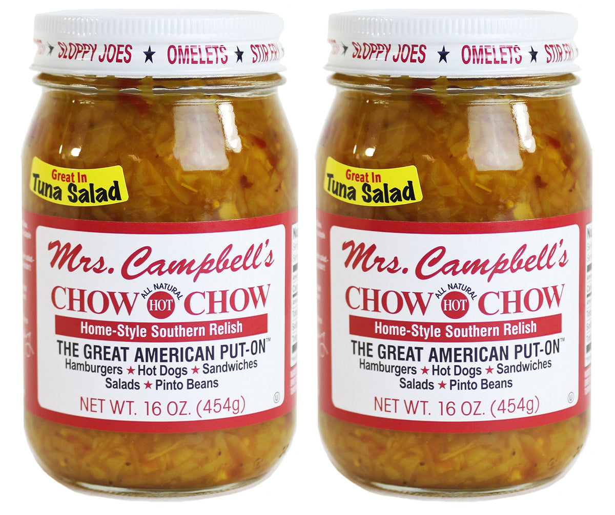 GOLDING FARMS Mrs. Campbell's front packaging showing two 16 oz glass jars, ready to use