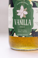 Goldvine front view glass bottle showing premium vanilla syrup and branding benefit