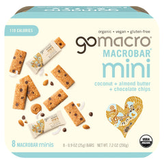 GoMacro front pack view showing coconut almond mini bars for portable energy