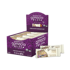 GoMacro front packaging showing 24-count mini bars and certifications benefit transparency