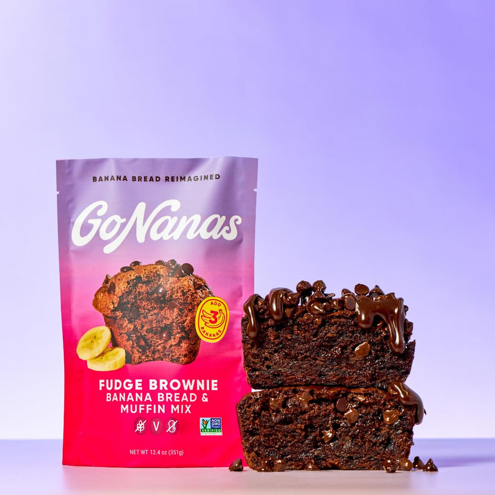 GoNanas mixing bowl with batter and bananas promoting easy home baking