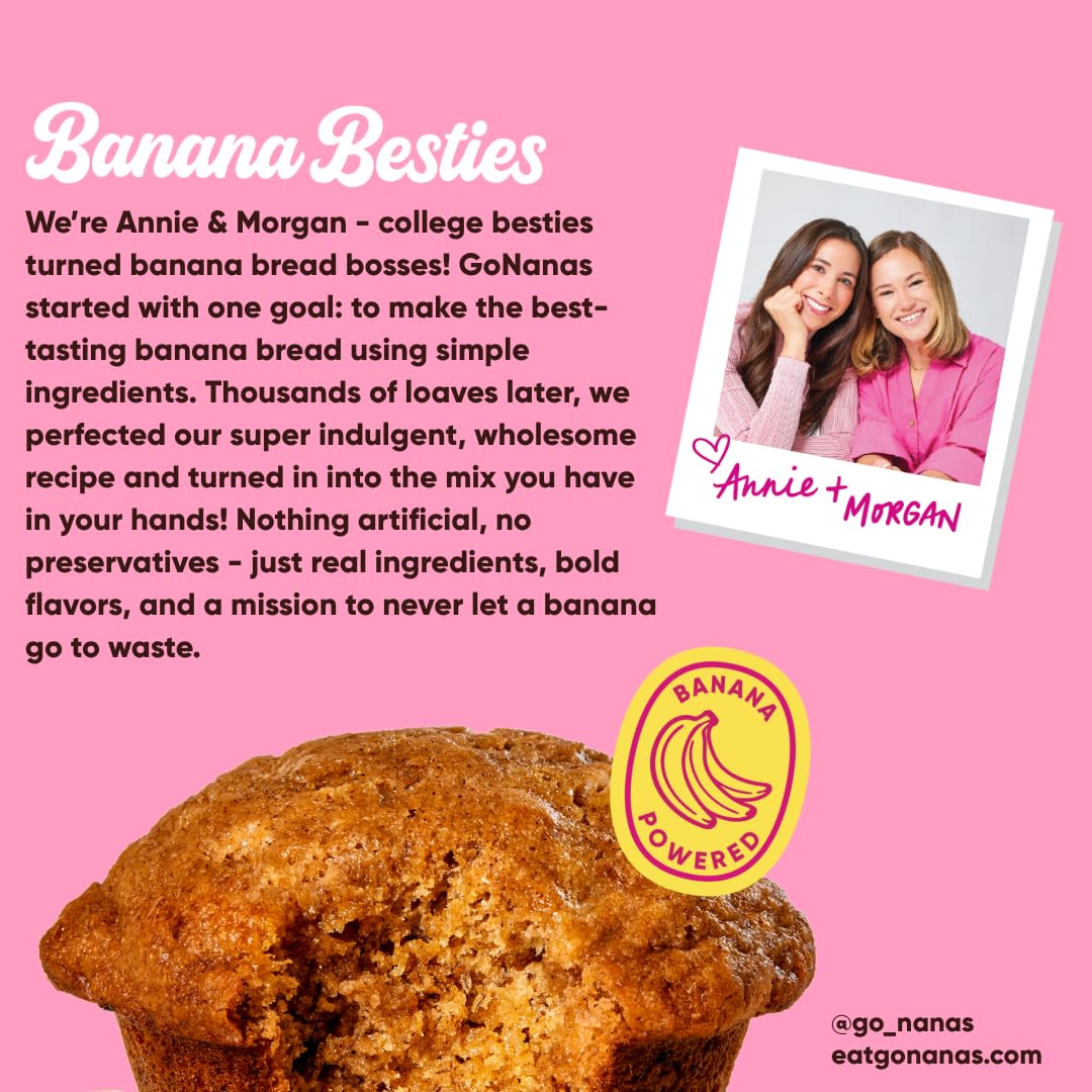 GoNanas muffin next to a hand illustrating portion size and serving idea